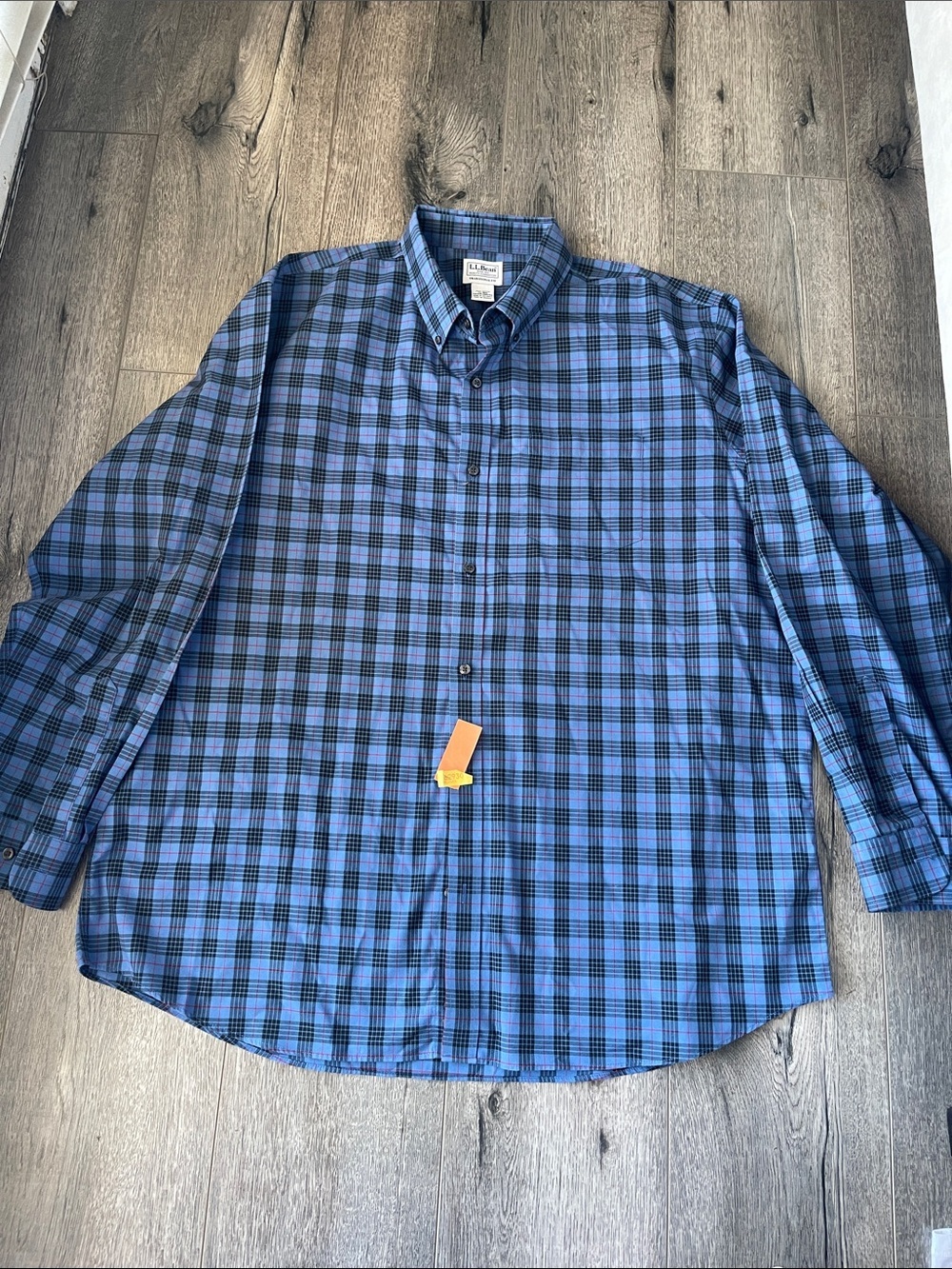 L.L. Bean Men’s Blue and Black Plaid Button-Down Shirt